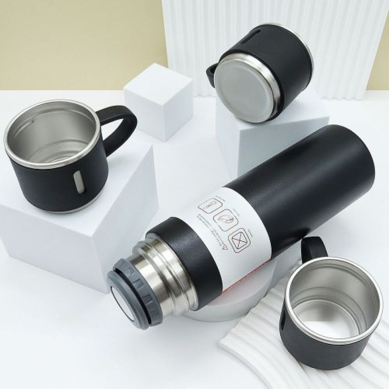 Le Thermos ultime pour conserver vos boissons chaudes - Avec 3 tasses de 500 ml incluses!