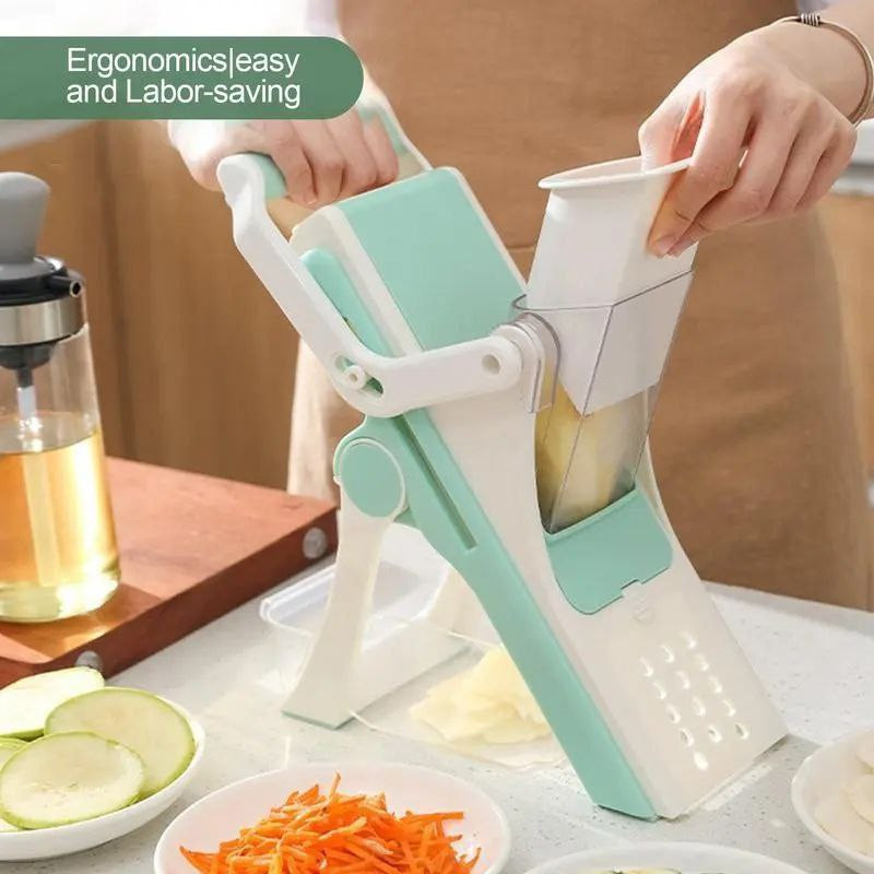 Coupe-légumes, Râpe à Fruits 5 en 1 - Outil Multifonctionnel de Cuisine Réglable