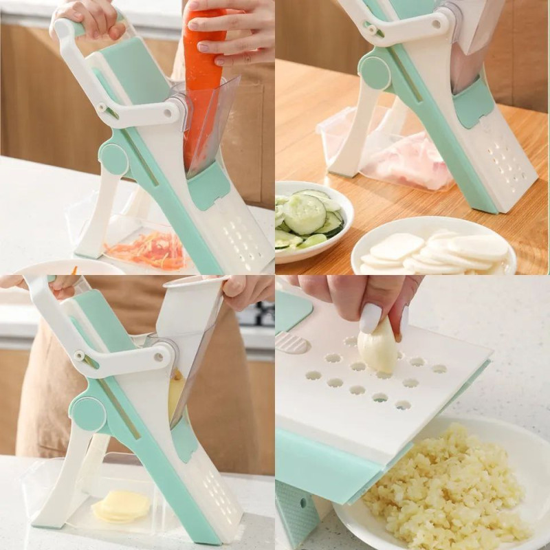 Coupe-légumes, Râpe à Fruits 5 en 1 - Outil Multifonctionnel de Cuisine Réglable