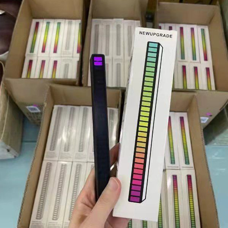 Lumière LED RGB, contrôle du son, USB, Rechargeable, application vocale, capteur de lumière rythmique, 32 lumières colorées pour voiture, musique ambi